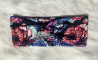 Multi-Color Floral on Black Headband