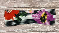 Distressed Striped Floral Headband