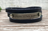 Custom Leather Quote Cuff Bracelet