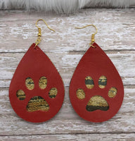 Genuine Leather Paw Print Earrings