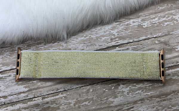 Gold and White Shimmer Elastic Watchband
