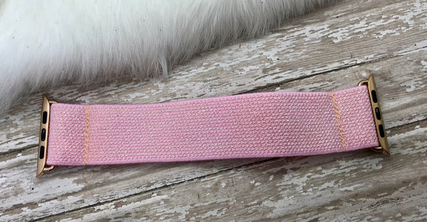 Silver and Pink Shimmer Elastic Watchband