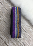 Purple and Black Multi Color Stripe Shimmer Elastic Watchband