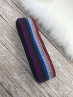 Black, Purple, Blue, Red Rainbow Multi Color Stripe Shimmer Elastic Watchband