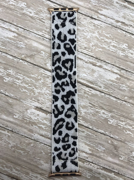 White Leopard Elastic Watchband