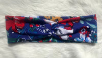 Blue and Red Floral Headband
