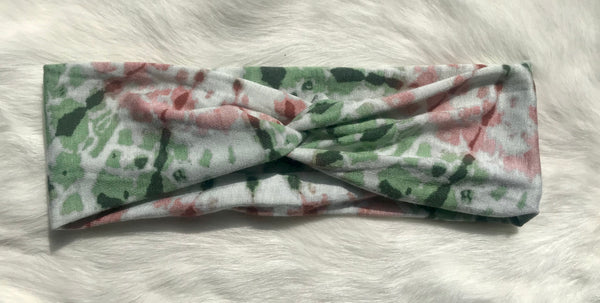 Green and Pink Tie Dye Headband