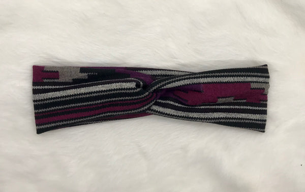 Purple and Grey Stripe Headband