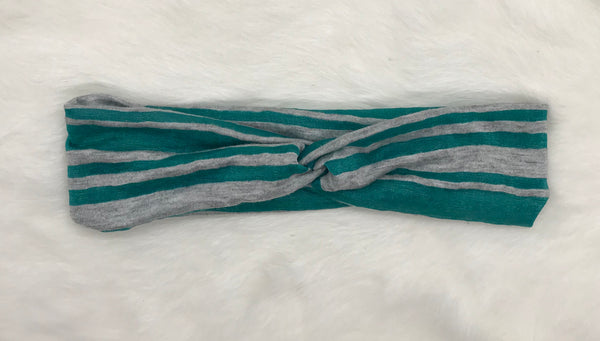 Green and Grey Stripe Headband