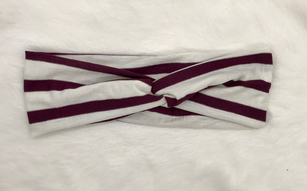 Maroon and White Stripe Headband
