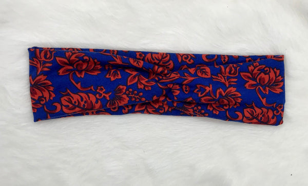 Blue and Red Floral Headband