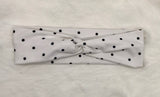 Black Polka Dot on White Headband