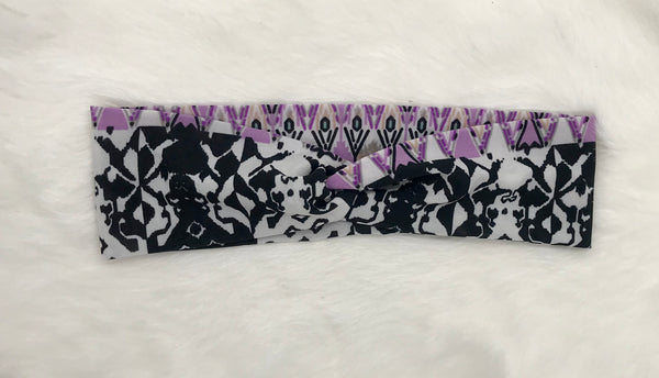 Purple and Black Abstract Headband