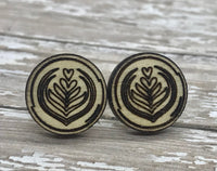 Latte with Extra Espresso Wood Stud Earrings