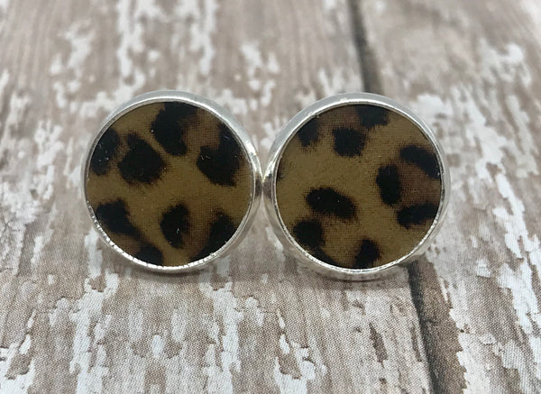 Cheetah Genuine Leather Stud Earrings