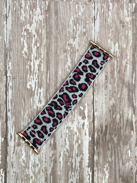 Pink Leopard Elastic Watchband